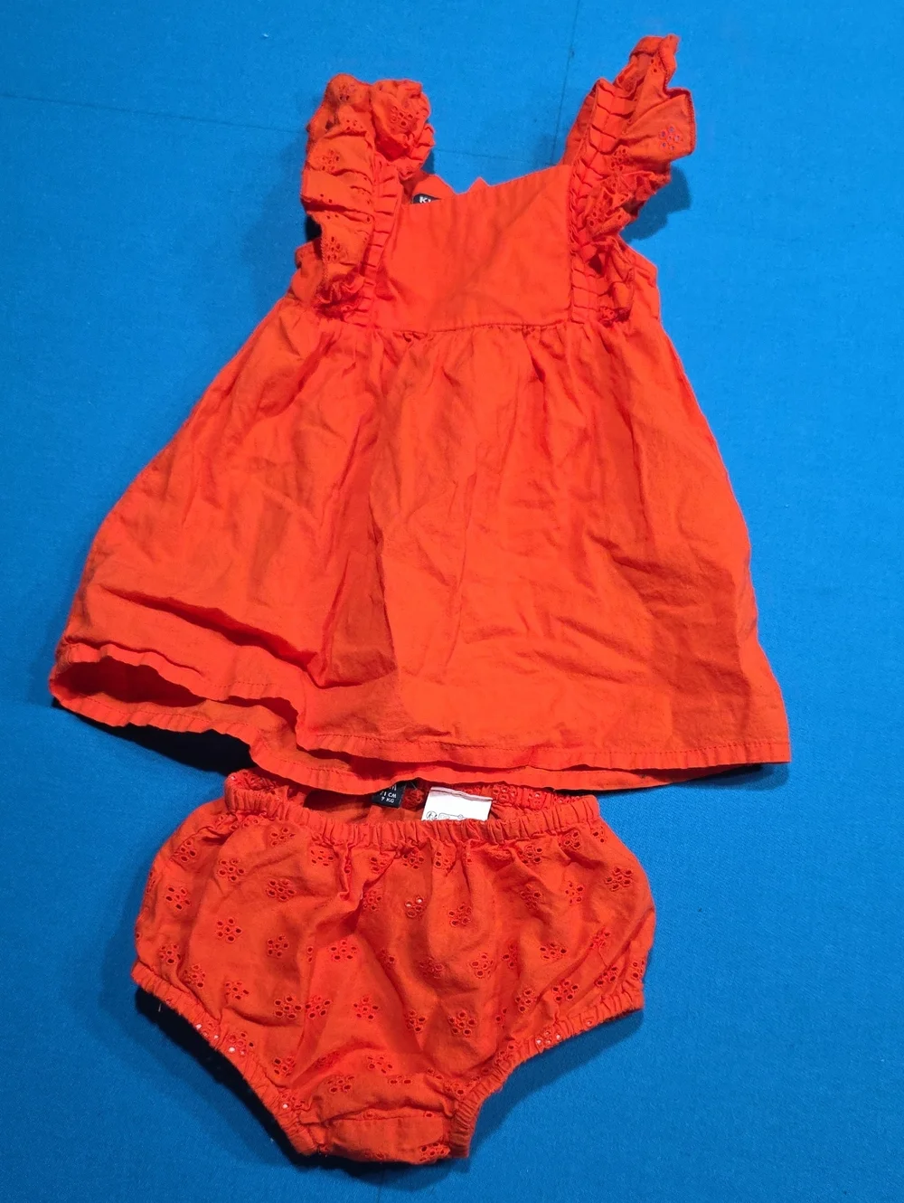 Toddler Orange Eyelet Dress & Bloomers Set